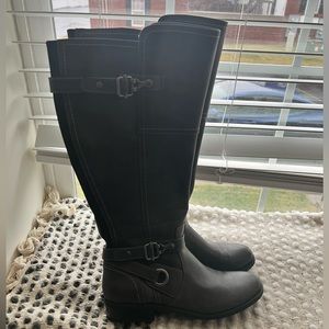 Gray Calf Length Boots Size 9 1/2